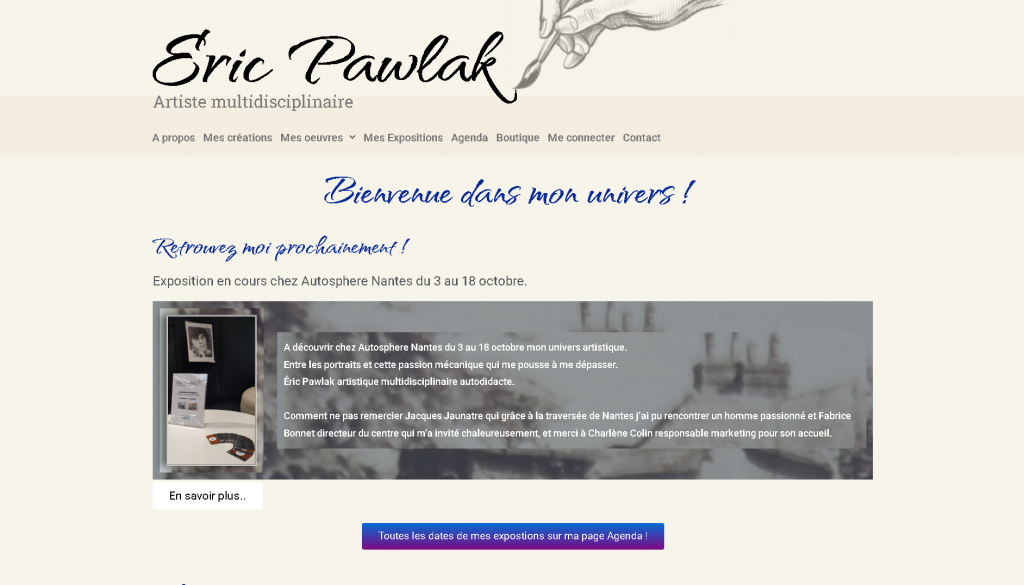 Réalisation du site d'un artiste peintre Éric pawlak