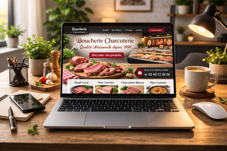 Bureau avec site de boucherie charcuterie