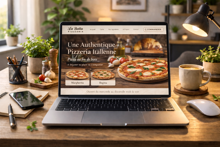 Bureau avec site de pizzeria