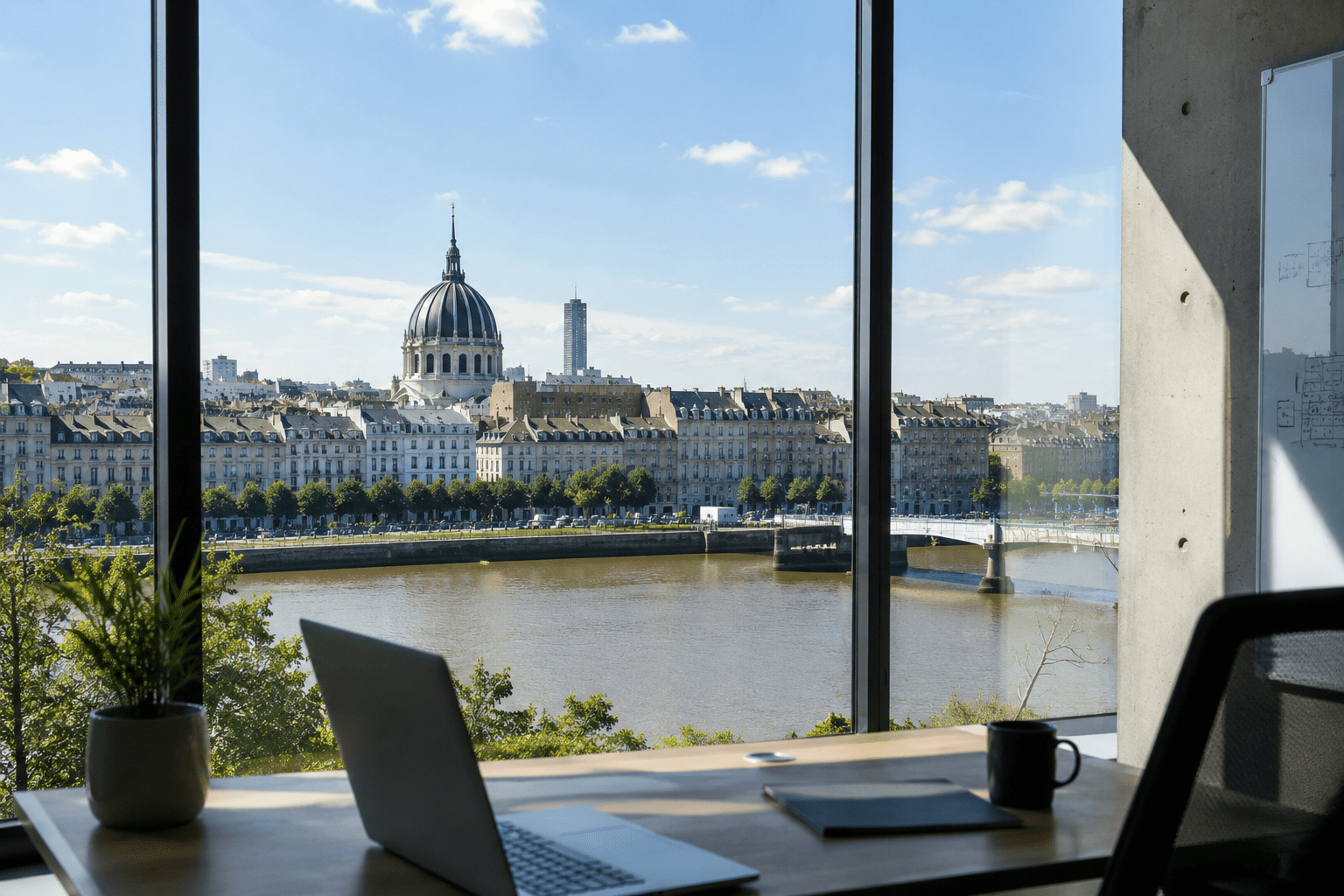 bureau ordinateur fenetre vue sur la loire a nantes